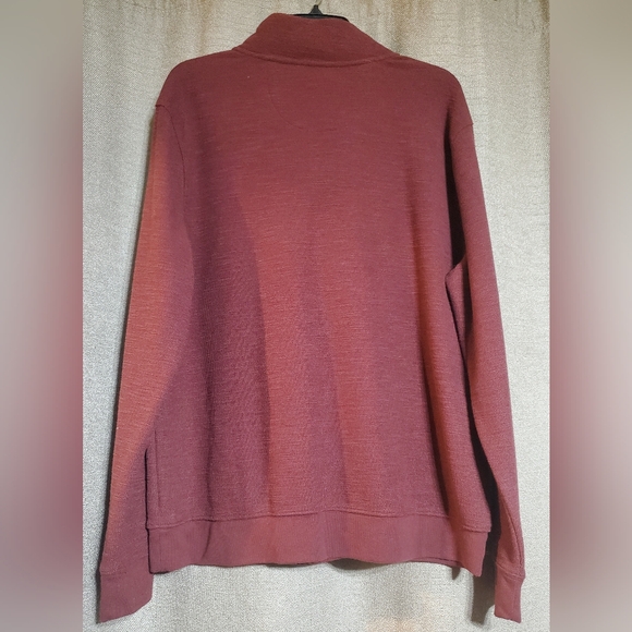 Goodfellow & Co. Quarter Zip Burgundy Sweater Sherpa around collar SZ LG - Picture 2 of 4